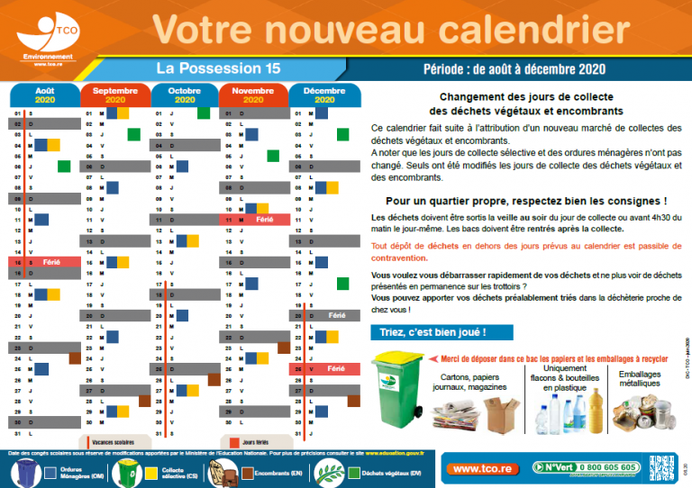 De Nouveaux Calendriers De Collecte Sur Certains Secteurs Valables Du